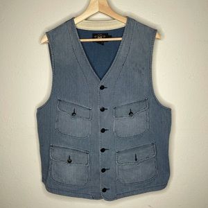 Polo Ralph Lauren Double RRL Indigo Hickory Striped Railman Work Vest